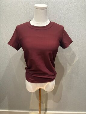 Salt Project Women's Ribbed Short-Sleeve Tee has built in cups